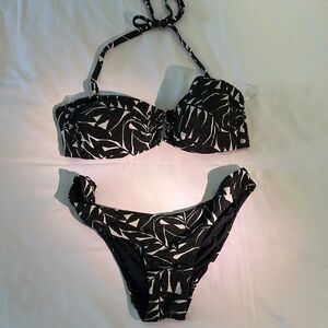 Black and White Patterned Bikini Set